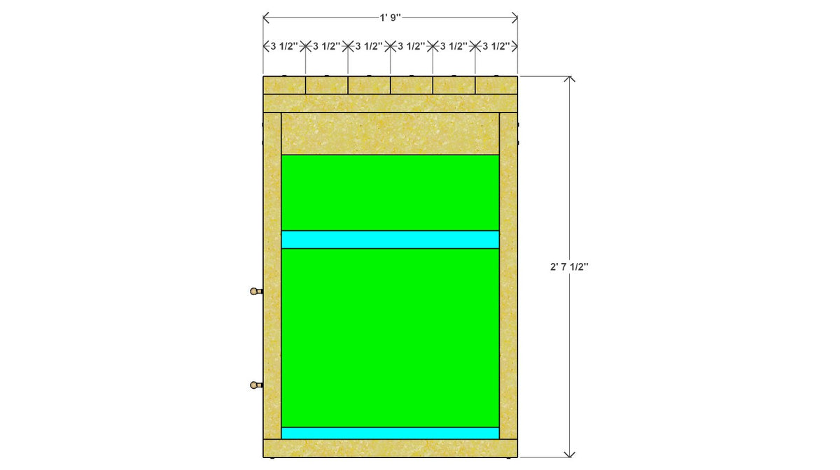 60" Computer Desk with Two Drawers and Open Shelf Plan – side drawing