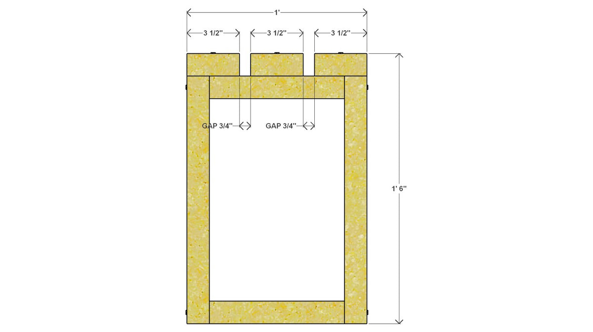Entryway Bench Plan 28" x 12" x 18" (Style 1) – side drawing