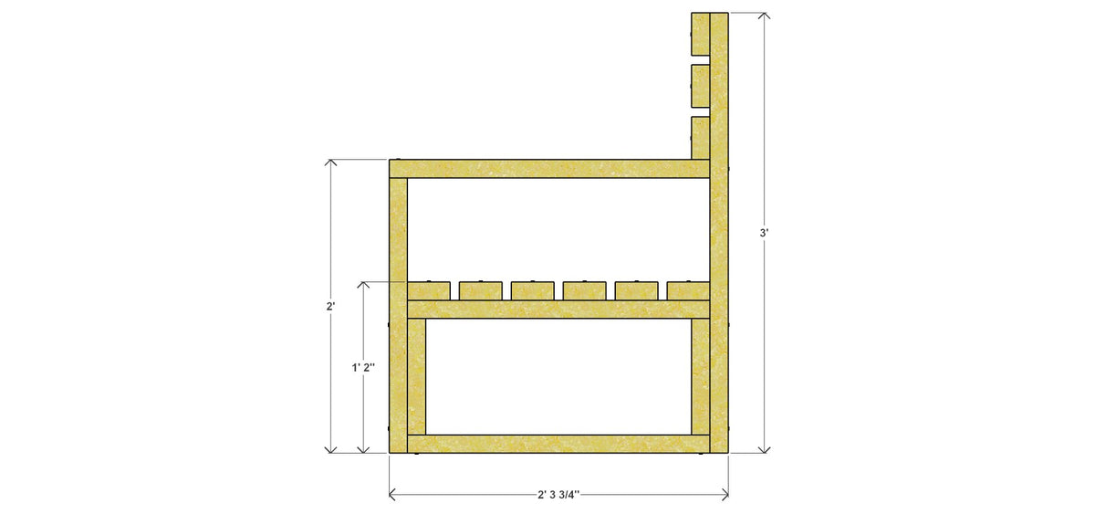 Modern Outdoor Lounge Chair Plan 31" x 27.75" x 36" – side drawing