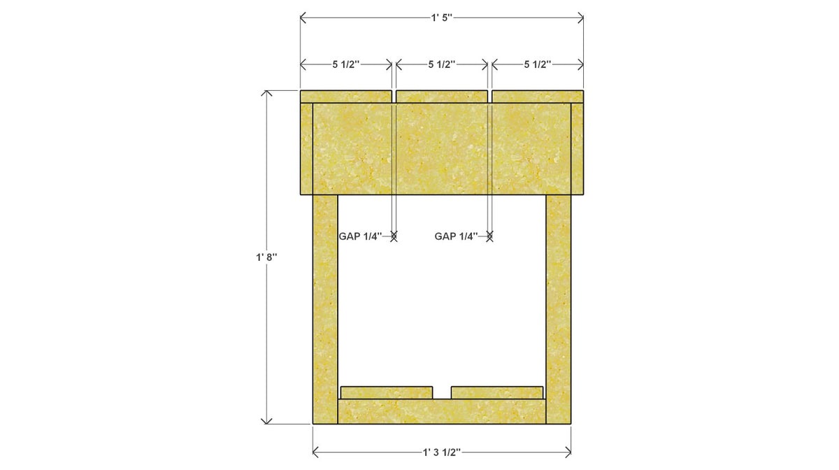 Mud Kitchen Table Plan 44" x 17" x 20" – side drawing