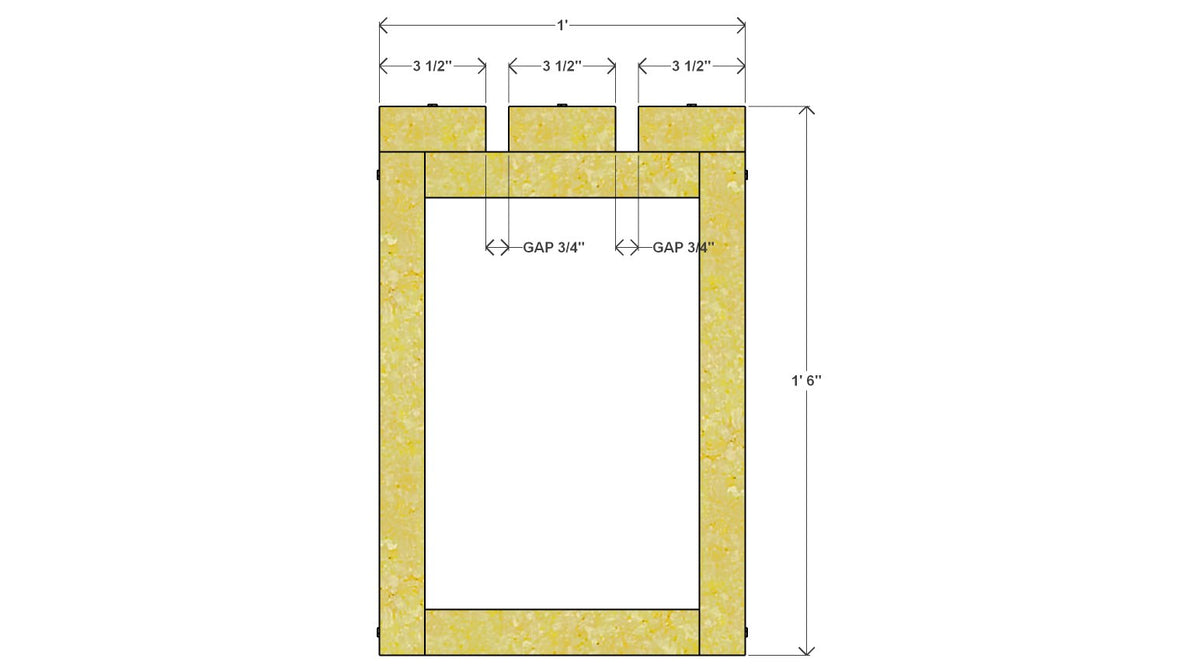 Small Dining Bench Plan 18" x 12" x 18" – side drawing