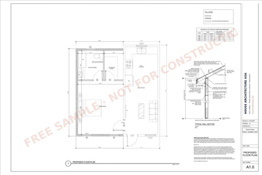 Room Addition & Garage Conversion Permit Drawing sample sheet