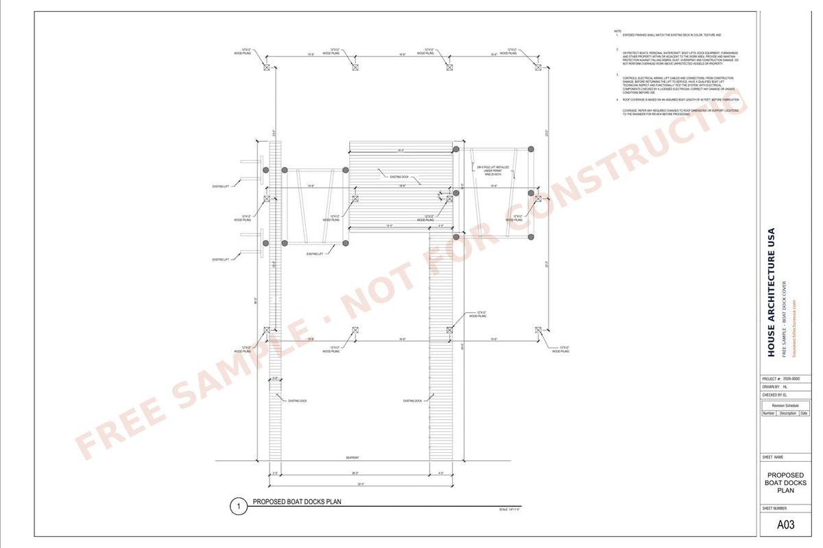 Boat dock permit drawing sample sheet