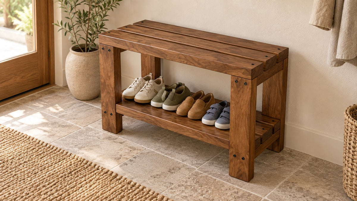 Entryway Bench with Shoe Shelf Plans Free Download (PDF)