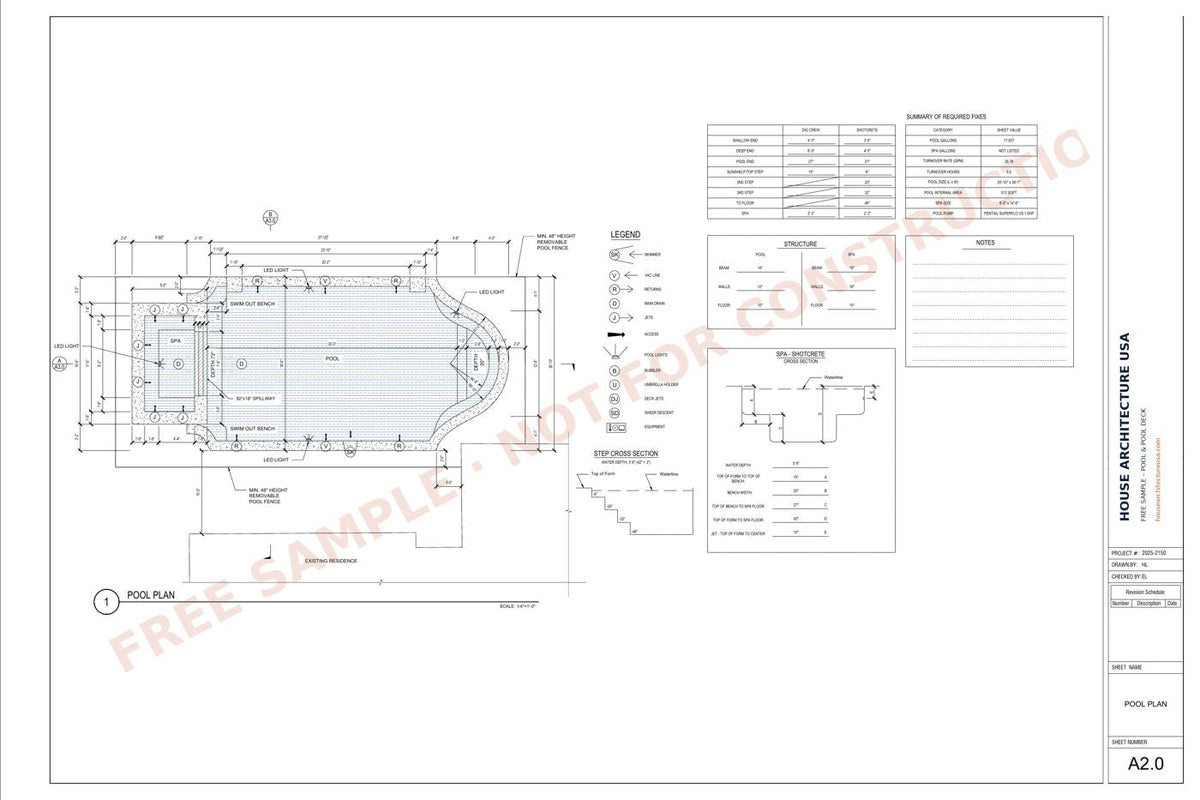 Pool & Pool Deck Permit Drawing sample sheet