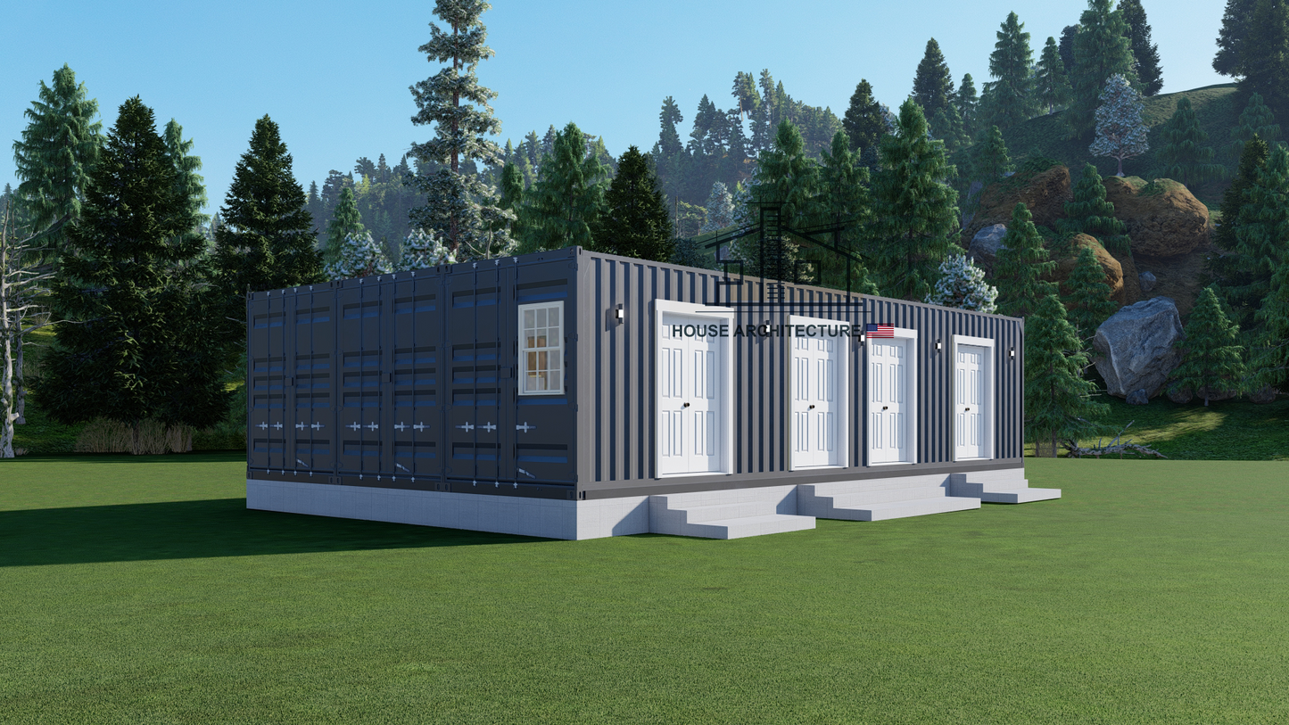 SC0005: 3x40 Foot Shipping Container House Plans | Container Home Plans | Tiny House