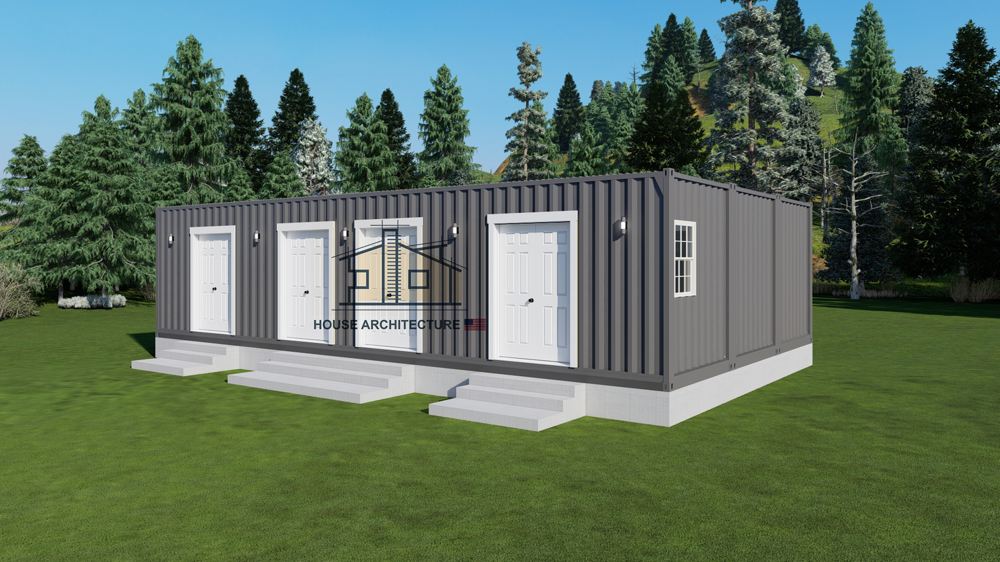 SC0005: 3x40 Foot Shipping Container House Plans | Container Home Plans | Tiny House