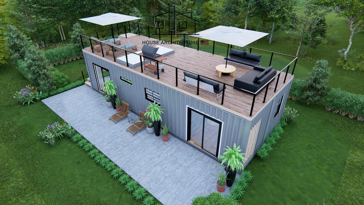 SC0002: 2x40 Foot Shipping Container House Plans | Container Home Plan ...