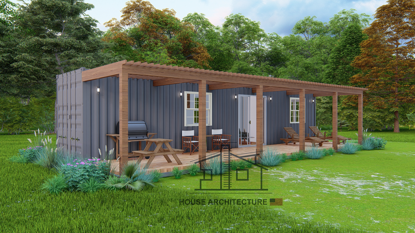 SC0006: 40 Foot Shipping Container House with Porch