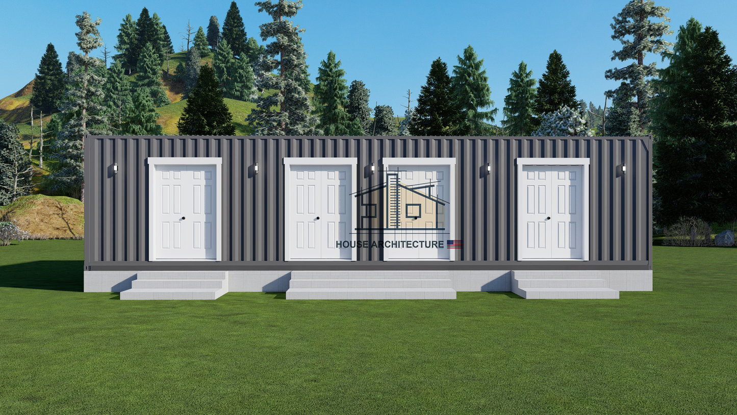 SC0005: 3x40 Foot Shipping Container House Plans | Container Home Plans | Tiny House