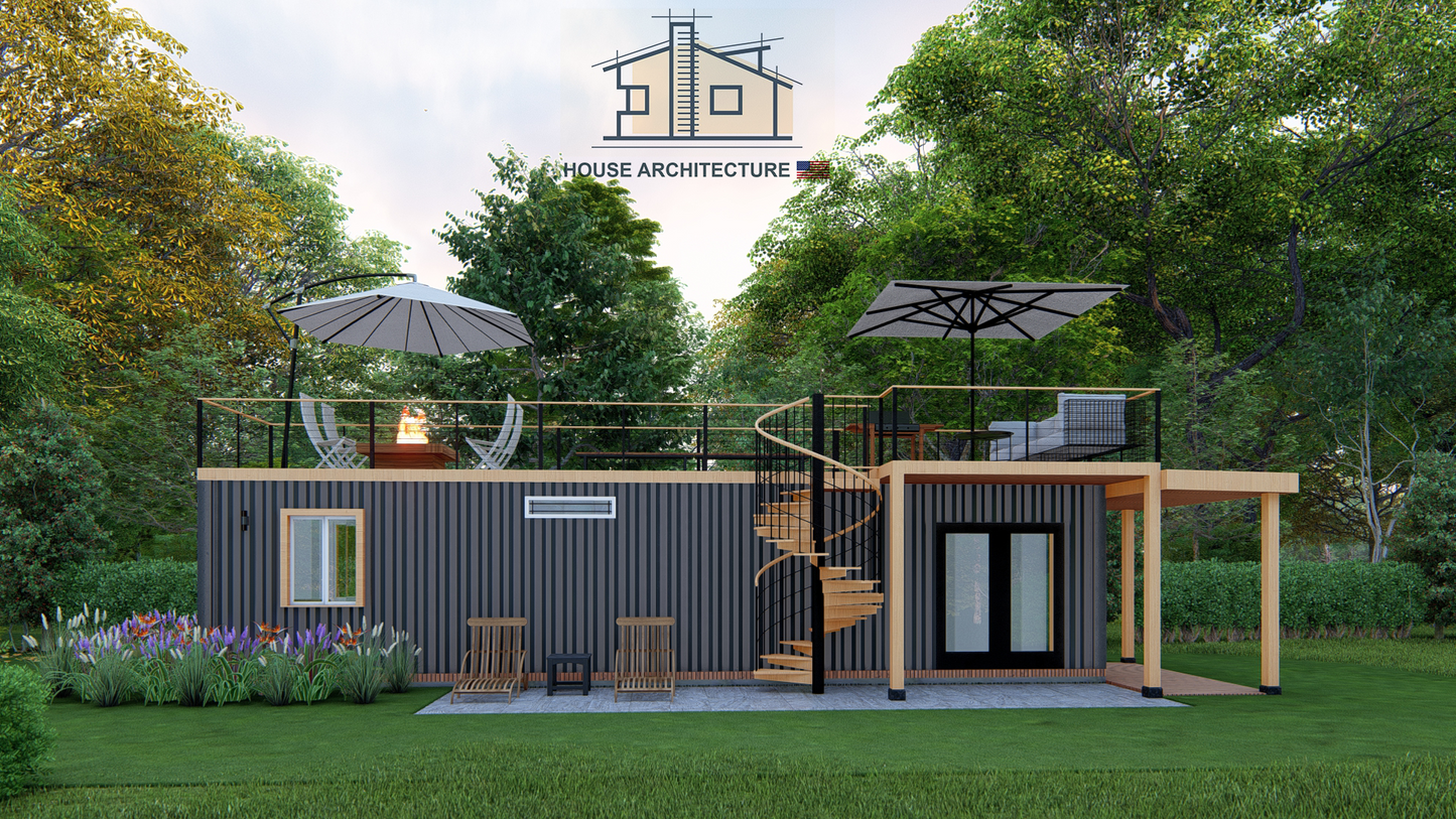 SC0001: 40 Foot Shipping Container House Plans