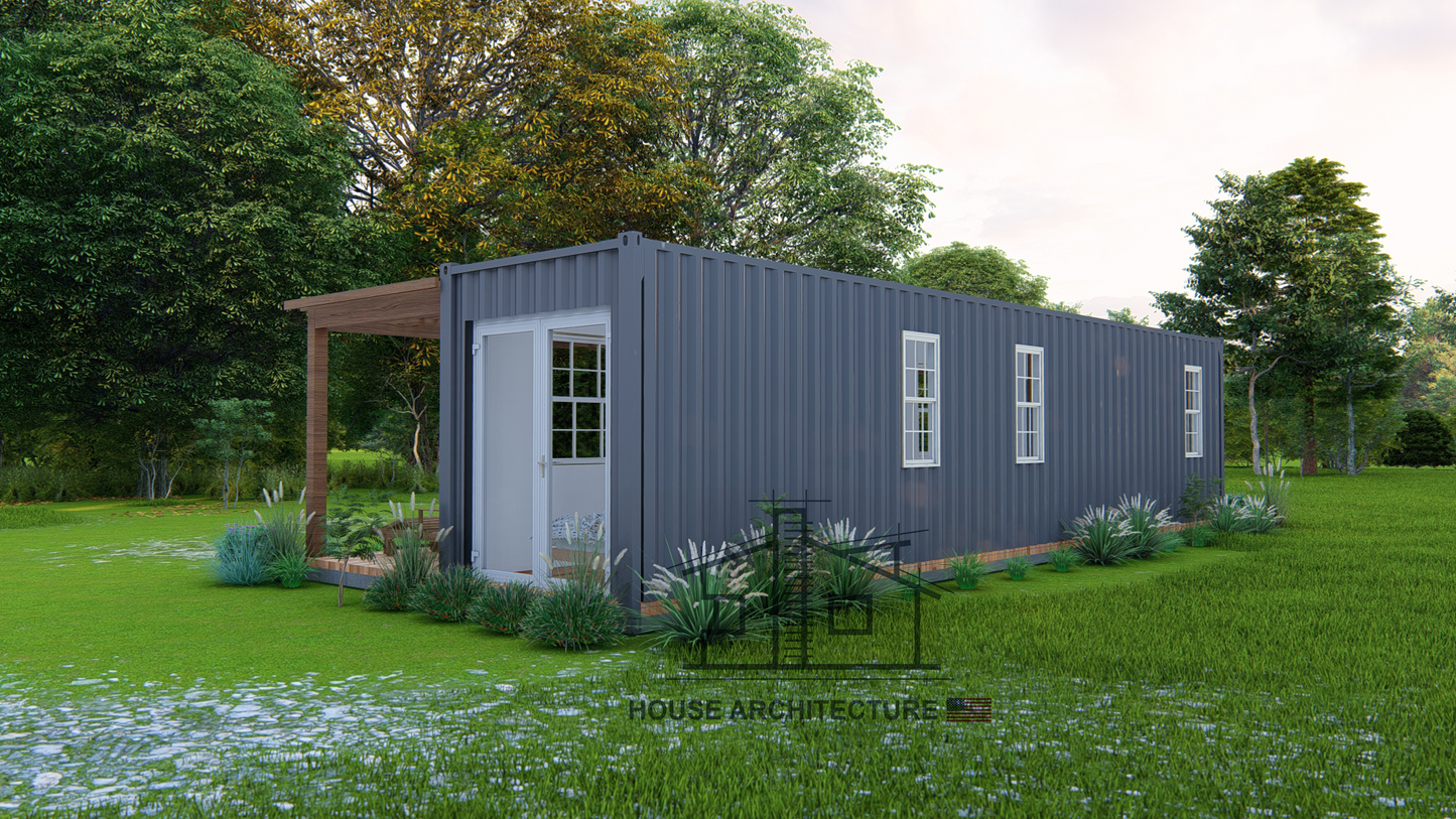 SC0006: 40 Foot Shipping Container House with Porch