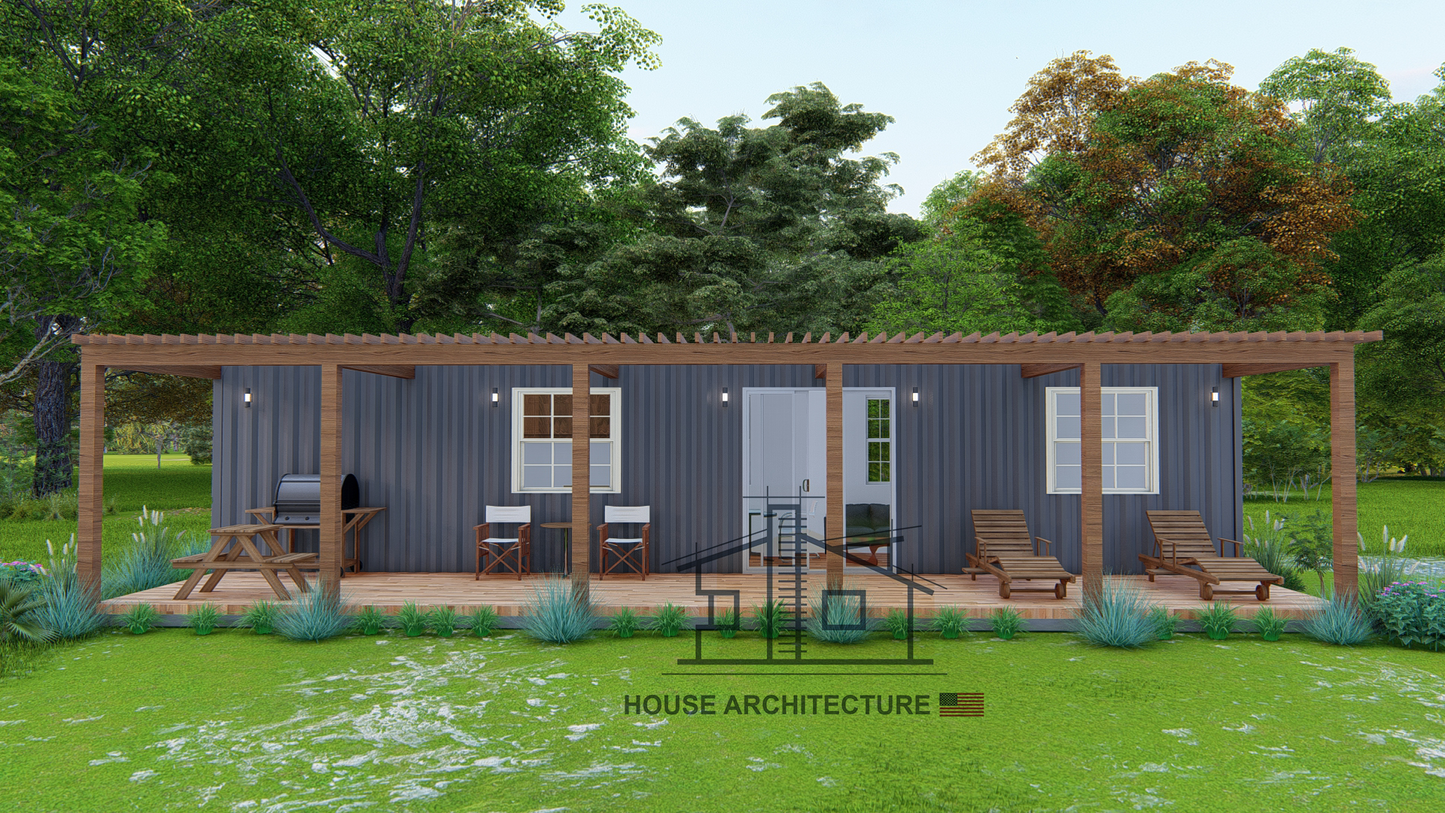 SC0006: 40 Foot Shipping Container House with Porch