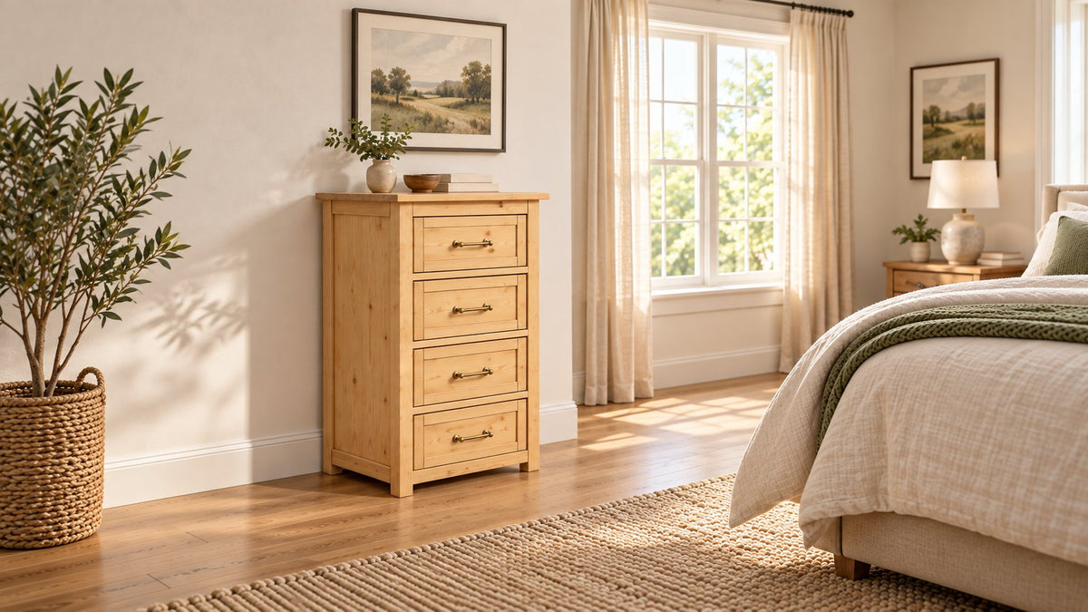 4-Drawer Tall Chest 17" x 19" x 35" – rendering