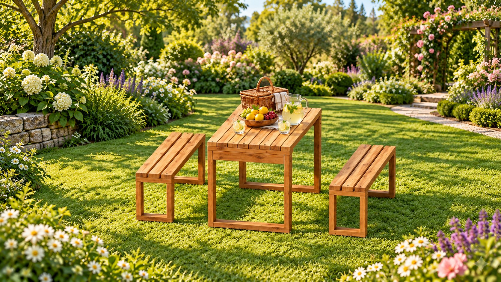 48" Garden Picnic Table & Bench Set DIY plan