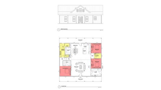 BD0010: Barndominium House 50'x52' - 3 Bedroom, 2 Bathroom