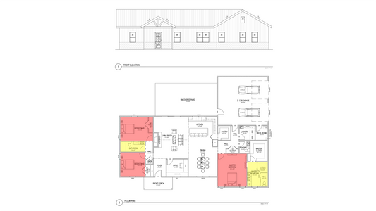 BD0011: Barndominium House 73'x55' - 3 Bedroom, 2 Bathroom, Garage 2 car