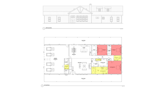 BD0009: Barndominium House 2 Story 105'x60' - 6 Bedroom, 5 Bathroom, Garage 4 car