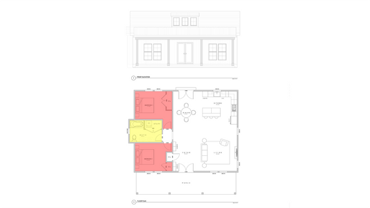 FH0006: Farmhouse 38'x38' - 2 Bedroom, 1 Bathroom