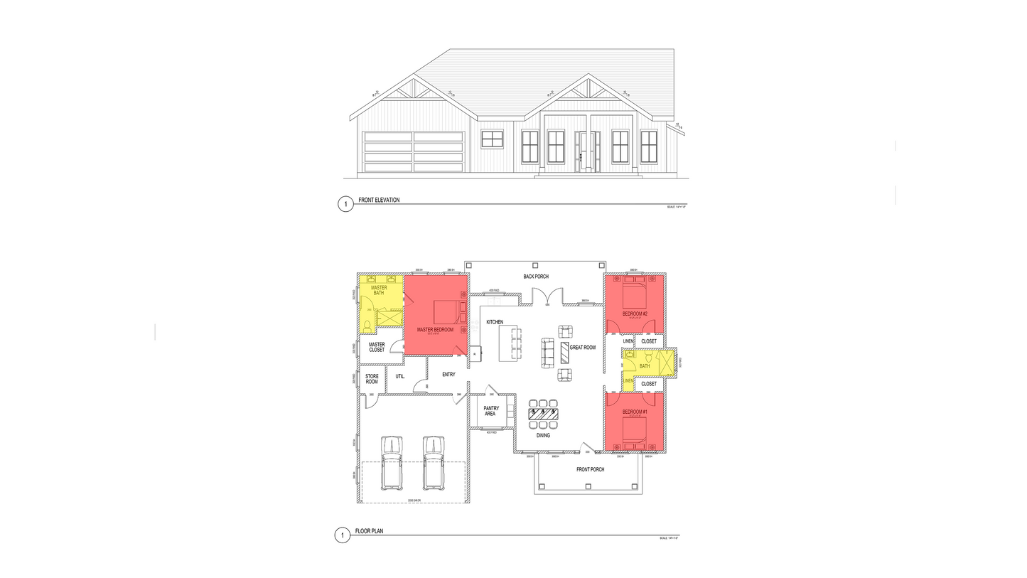 FH0007: Farmhouse 62'x47' - 3 Bedroom, 2 Bathroom