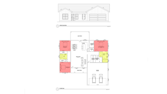 FH0009: Farmhouse 62'x57' - 3 Bedroom, 2 Bathroom, Garage 2 car