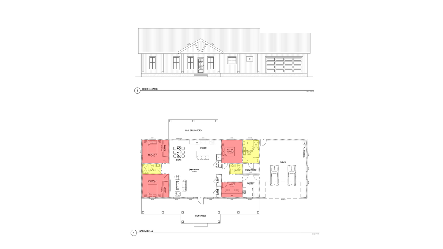 FH0004: Farmhouse 84'x53' - 3 Bedroom, 3 Bathroom, 1 Office