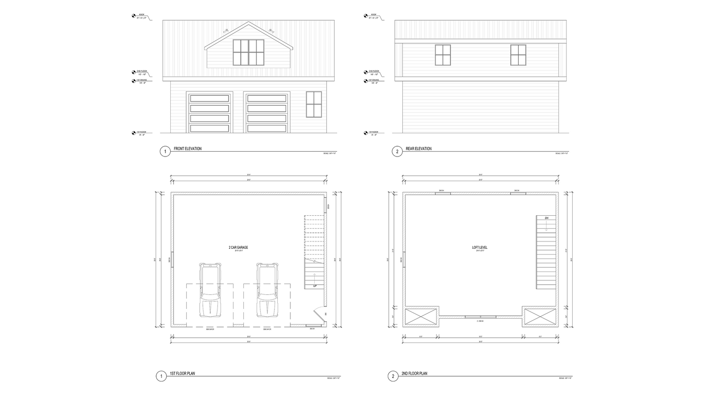 GB0009: Two Story Garage House with Bedroom 26'x30'