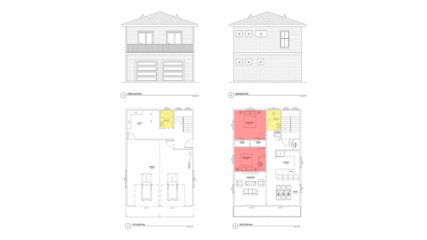 GB0005: Two Story Garage House with 2 Bedroom 26'x41'