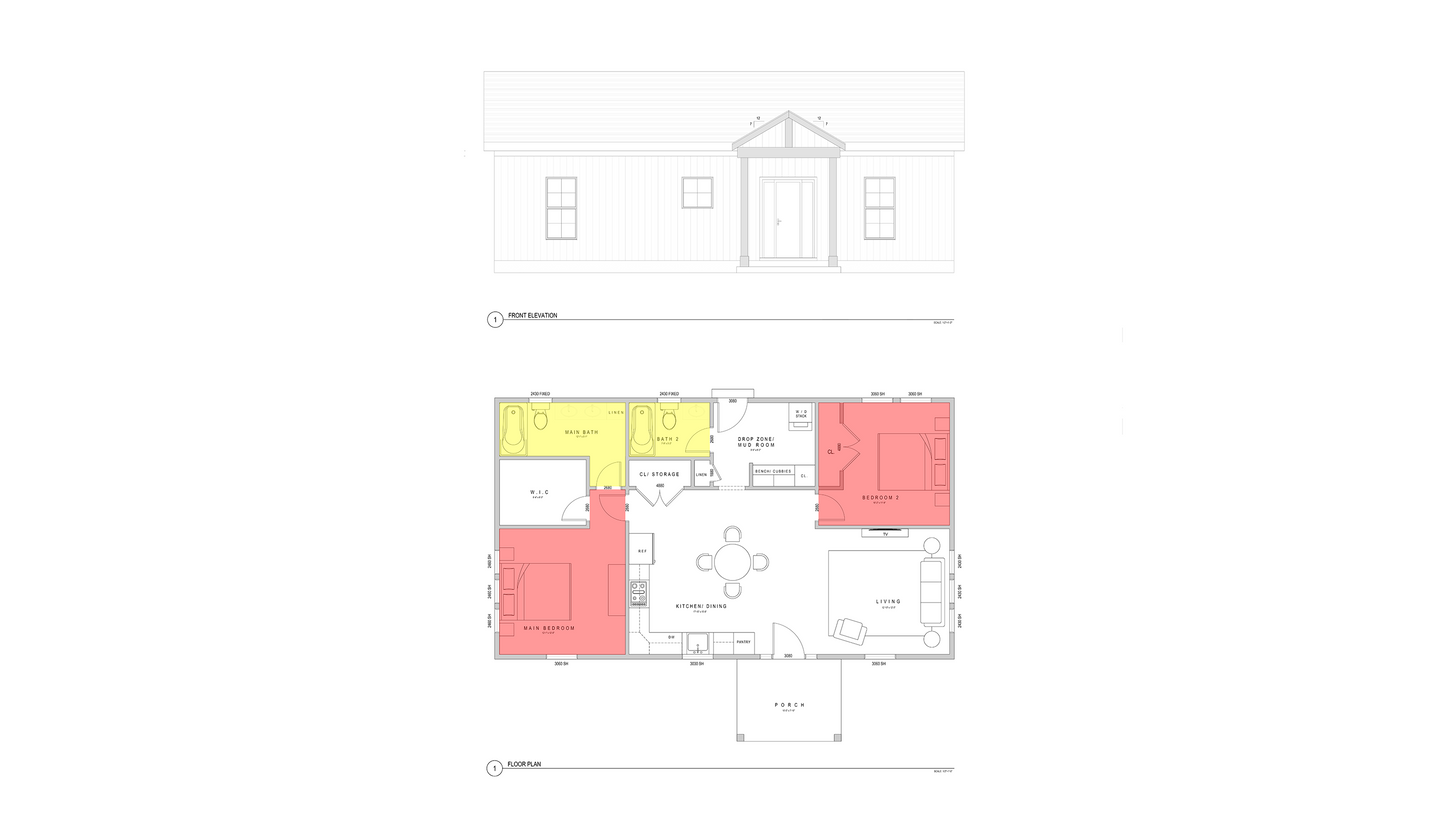 FH0005: Farmhouse 44'x25' - 2 Bedroom, 2 Bathroom