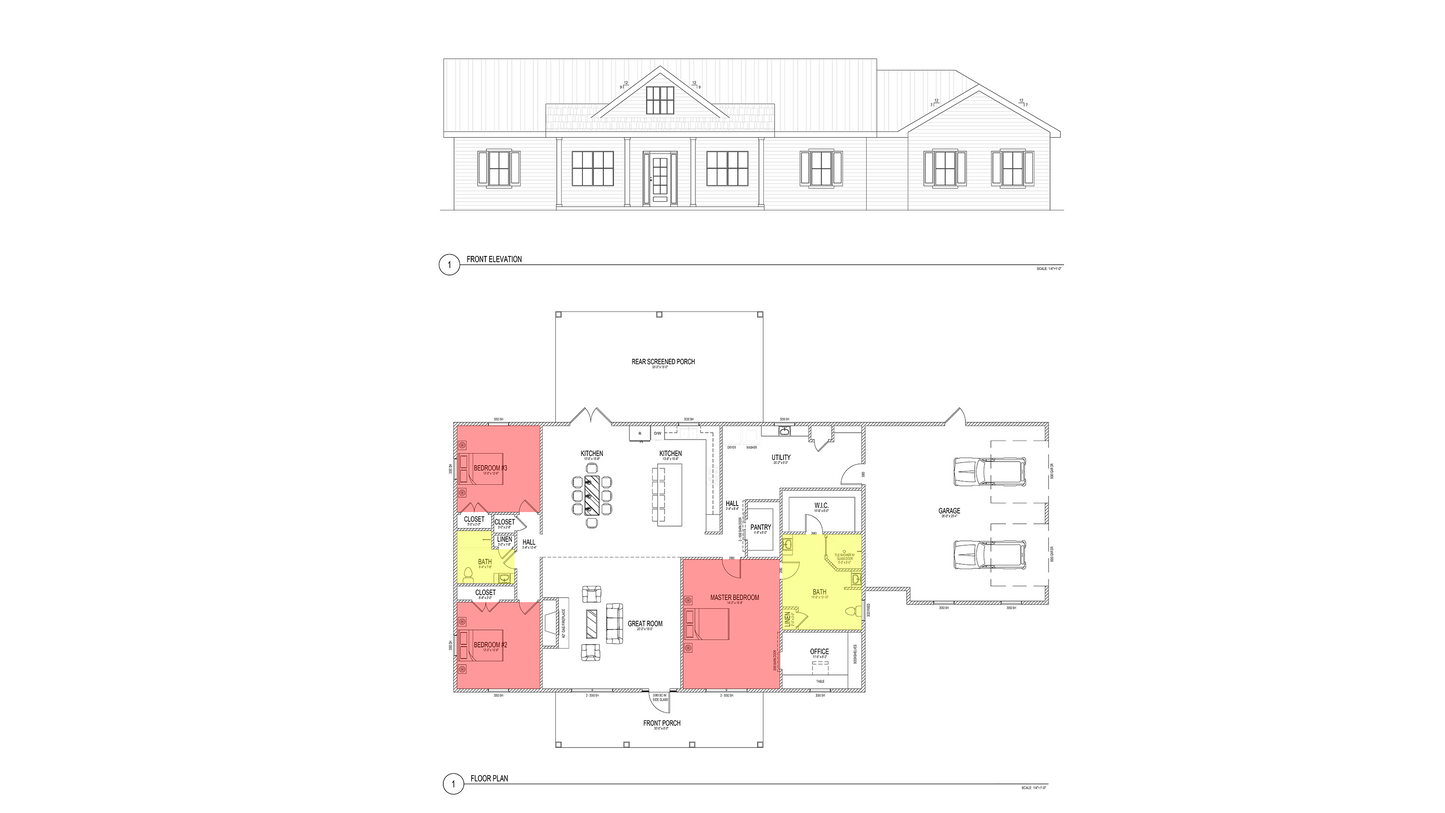 FH0013: Farmhouse 63'x86' - 3 Bedroom, 2 Bathroom, Garage 2 car