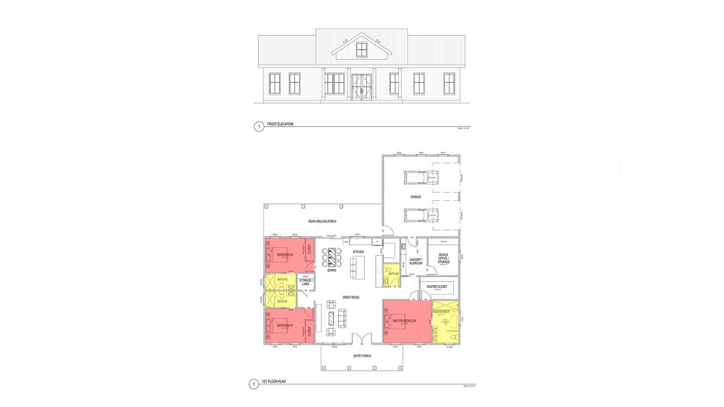 FH0002: Farmhouse 66'x60' - 3 Bedroom, 3 Bathroom