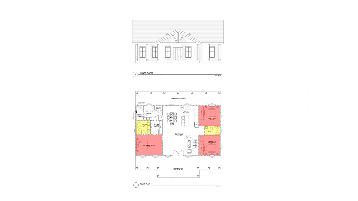 FH0001: Farmhouse 51'x50' - 3 Bedroom, 2 Bathroom