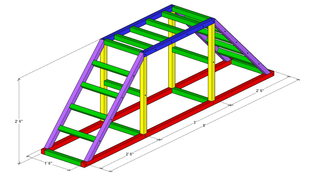 Chicken Roosting Bar Plan 96" x 18" x 30" – 3d view drawing