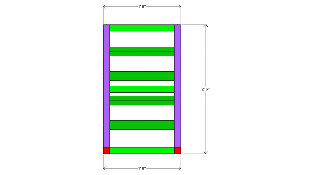 Chicken Roosting Bar Plan 96" x 18" x 30" – side drawing