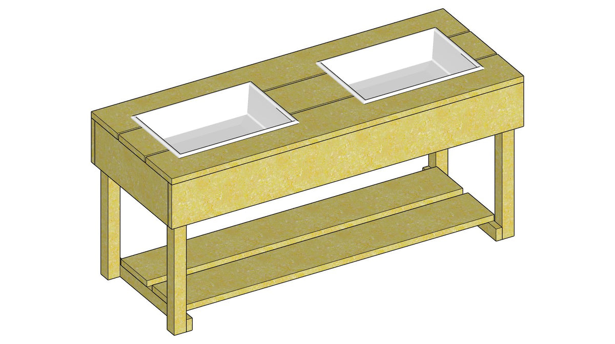 Double Bin Sensory Table Plan 44" x 17" x 20" – 3d model drawing