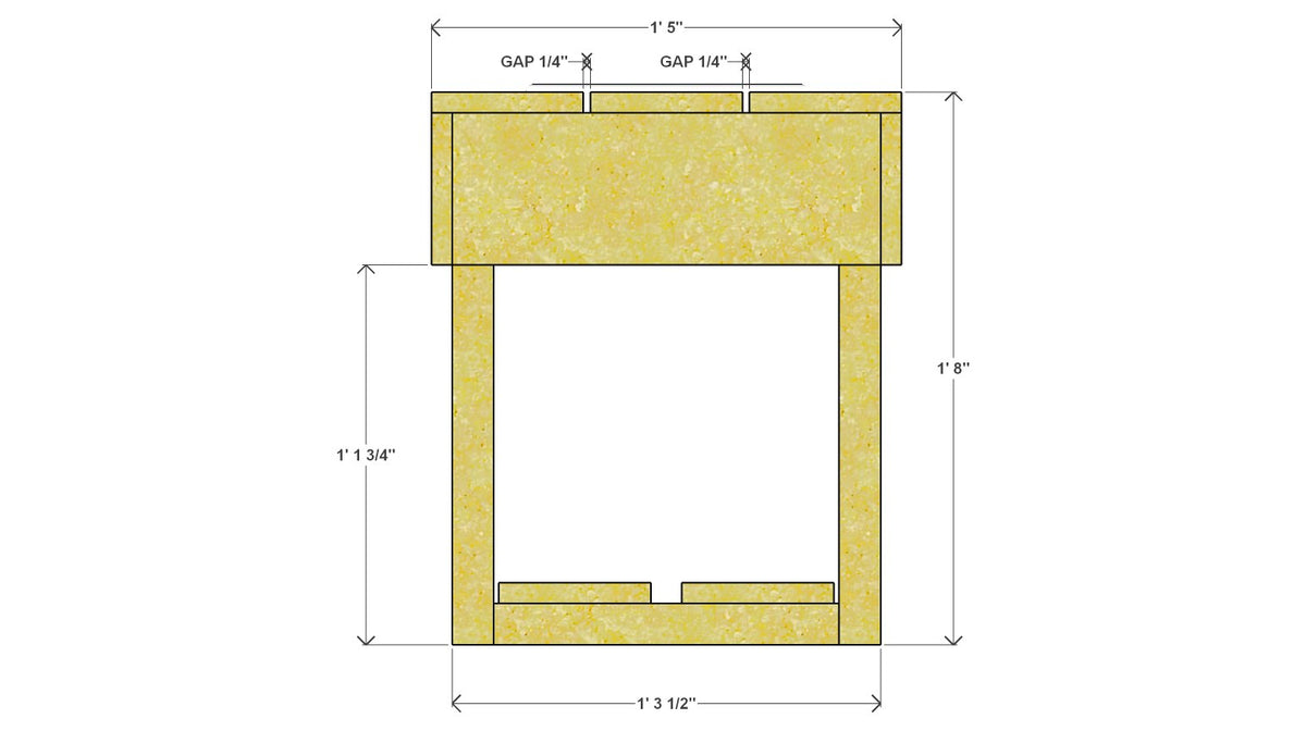 Double Bin Sensory Table Plan 44" x 17" x 20" – side drawing
