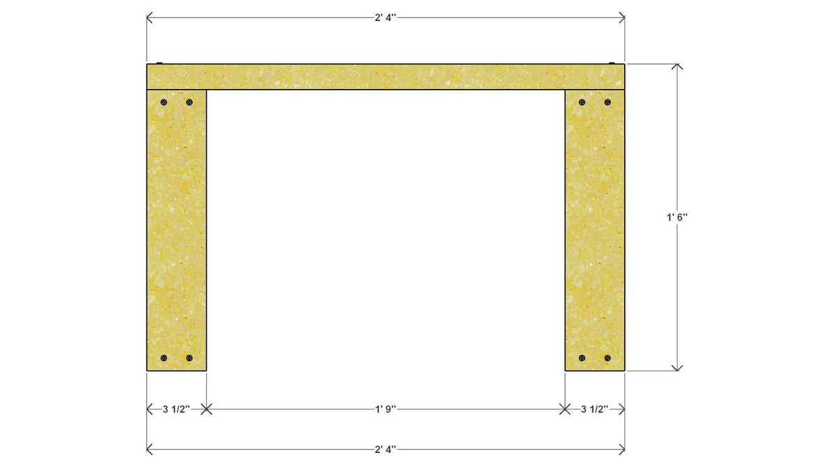 Entryway Bench Plan 28" x 12" x 18" (Style 1) – front drawing