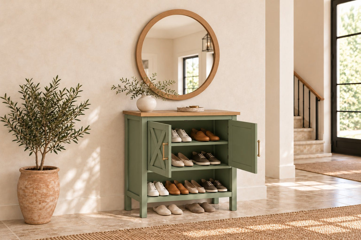 Farmhouse Shoe Cabinet Plan 14" x 29" x 31" – rendering 2 drawing