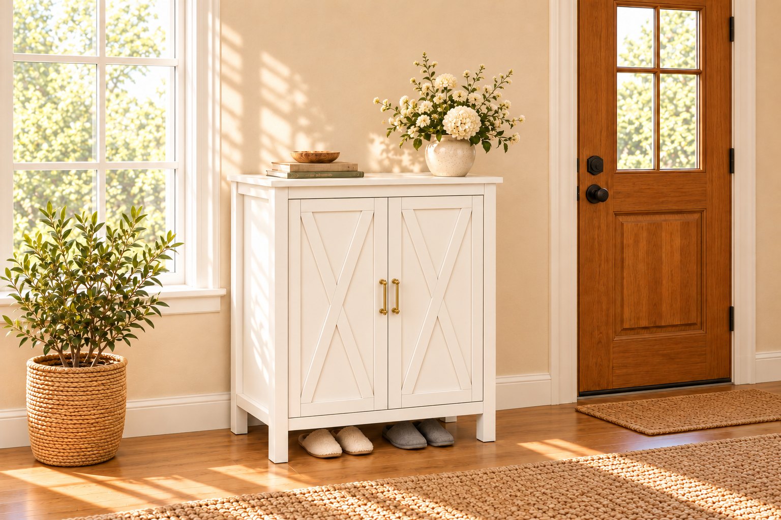 Farmhouse Shoe Cabinet 14" x 29" x 38.75" DIY plan