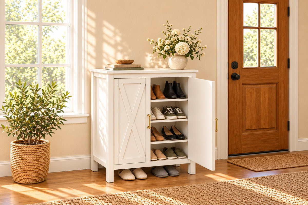Farmhouse Shoe Cabinet Plan 14" x 29" x 38.75" – rendering 2 drawing