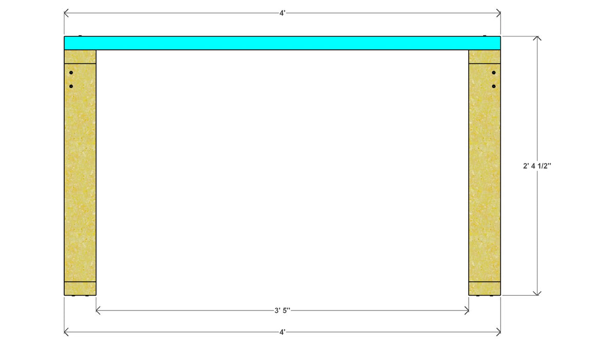 Garden Picnic Table Plan 48" x 28" x 28.5" – front drawing
