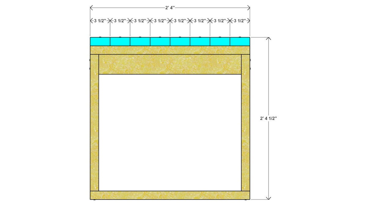 Garden Picnic Table Plan 48" x 28" x 28.5" – side drawing