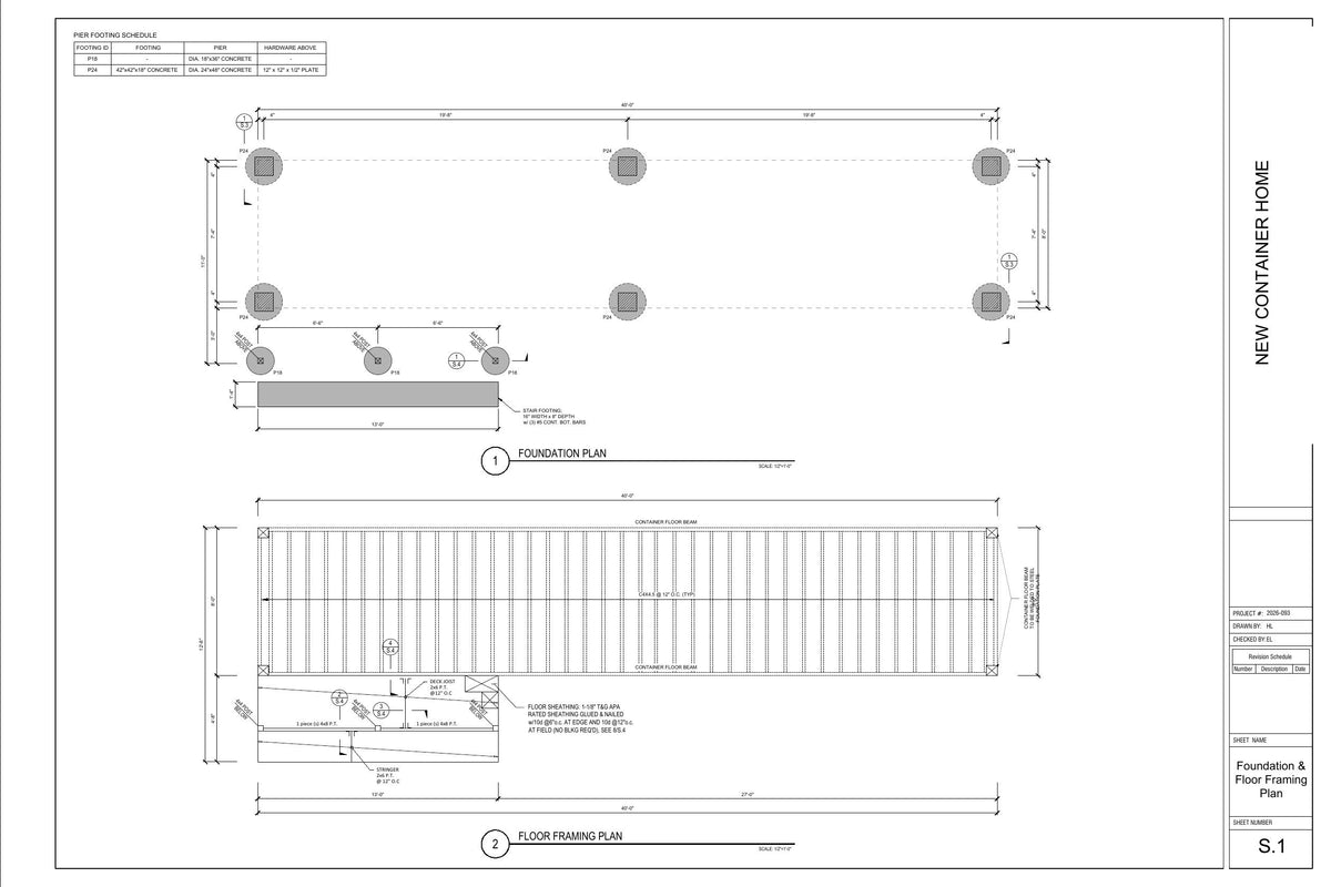 Plano de cimentación y estructura de piso