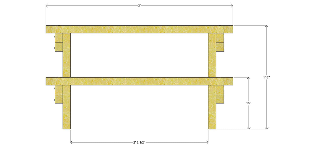 Kids' Picnic Table Plan 40" x 36" x 20" – front drawing