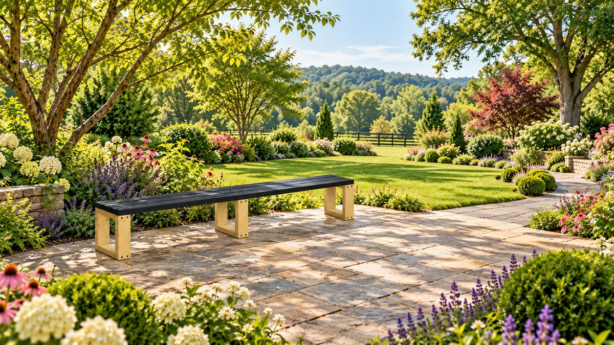 Long Outdoor Garden Bench 96" x 12" x 18" – rendering