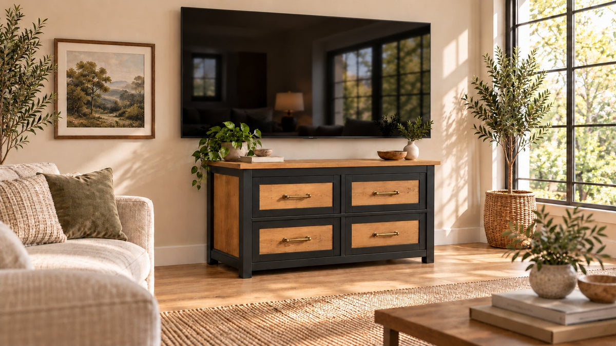 Modern Farmhouse 4-Drawer Dresser 17" x 35.75" x 19.5" – rendering