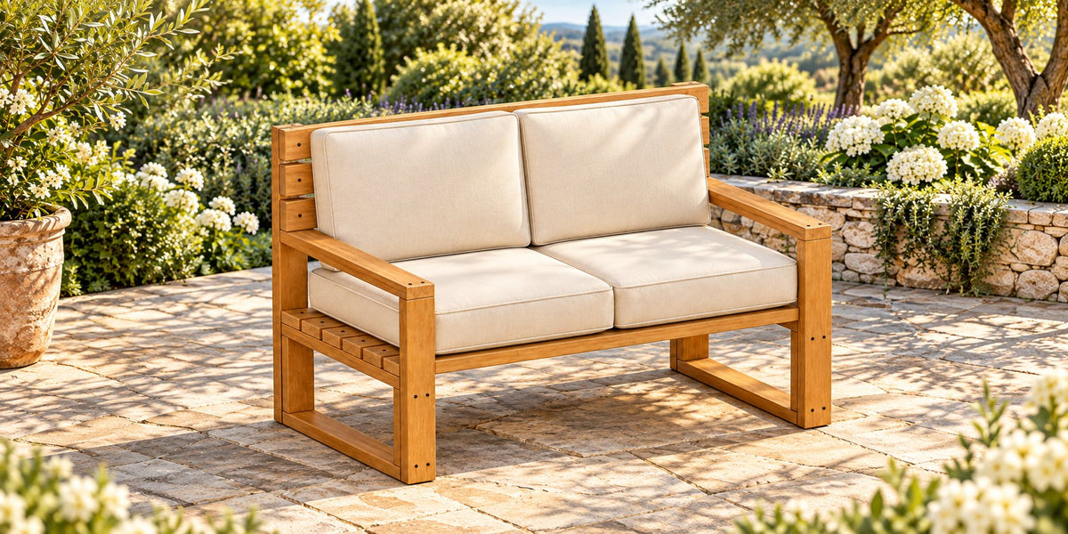 Modern Outdoor Loveseat 55" x 27.75" x 36" – rendering