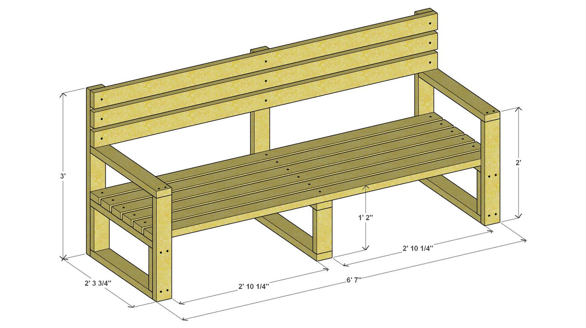Modern Outdoor Sofa Plan 79" x 27.75" x 36" – 3d view drawing