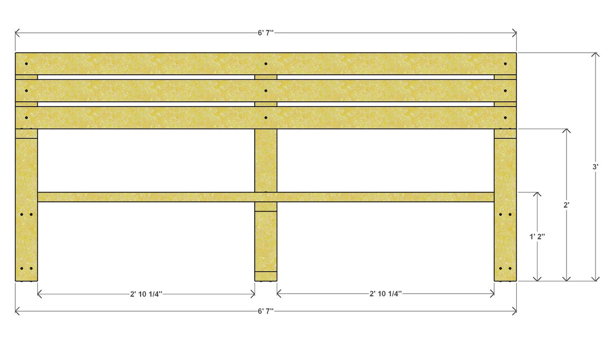 Modern Outdoor Sofa Plan 79" x 27.75" x 36" – front drawing