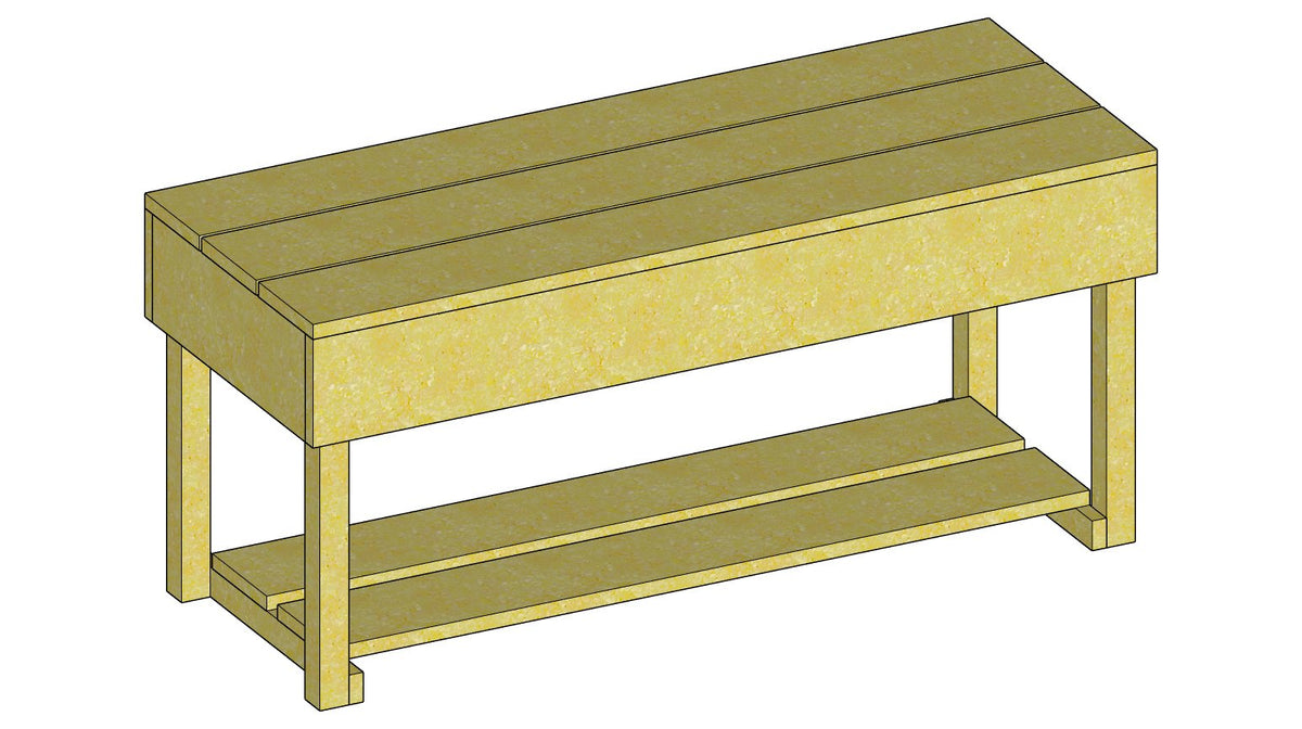 Mud Kitchen Table Plan 44" x 17" x 20" – 3d view drawing